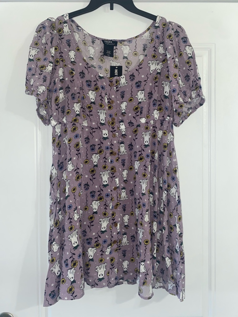 Hot Topic Lavender Ghost & Floral Short Sleeve Tunic
